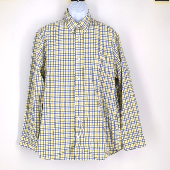 Duluth Trading Co Men's Blue and Yellow Plaid Checked Long Sleeve Shirt Large - Picture 1 of 5